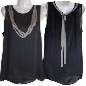 Black silk sleeveless blouse
